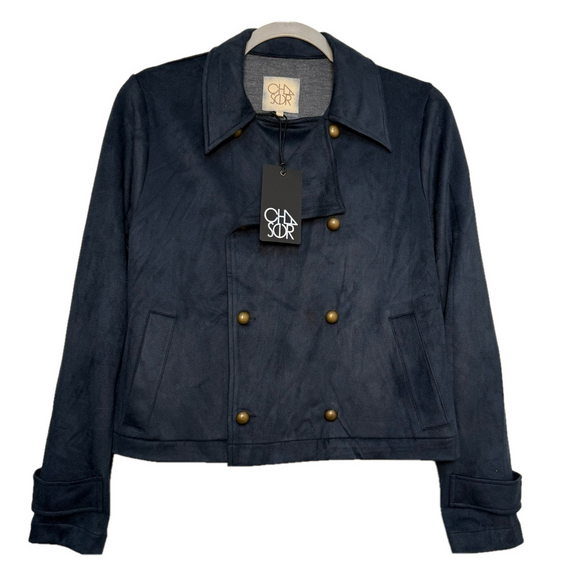 Chaser Jackets & Blazers - CHASER Women’s Stretch Faux Suede Cropped Peacoat Oxford Size Small NWT